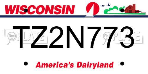 TZ2N773 Wisconsin License Plate