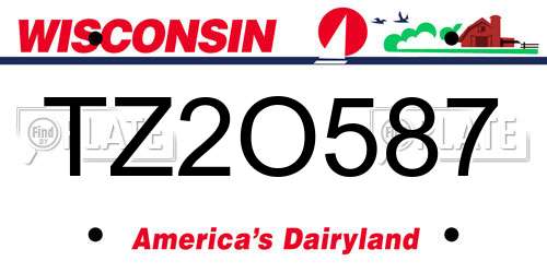 TZ2O587 Wisconsin License Plate
