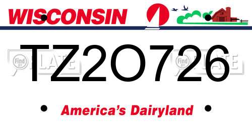 TZ2O726 Wisconsin License Plate