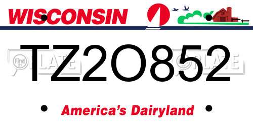 TZ2O852 Wisconsin License Plate