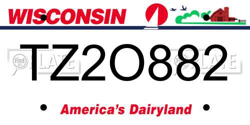 TZ2O882 Wisconsin License Plate