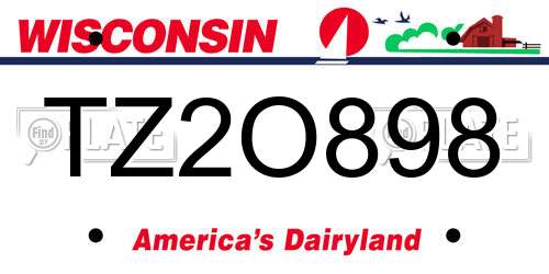 TZ2O898 Wisconsin License Plate