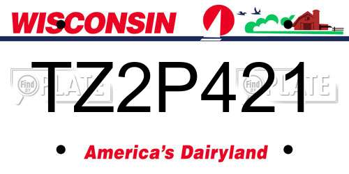 TZ2P421 Wisconsin License Plate