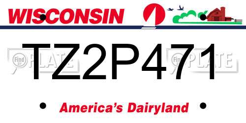 TZ2P471 Wisconsin License Plate