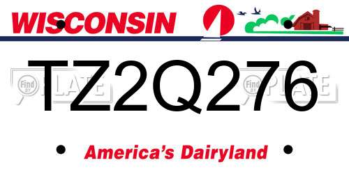 TZ2Q276 Wisconsin License Plate