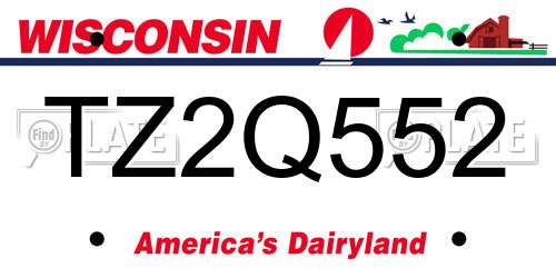 TZ2Q552 Wisconsin License Plate