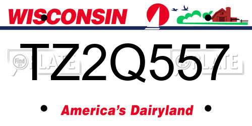 TZ2Q557 Wisconsin License Plate