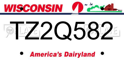 TZ2Q582 Wisconsin License Plate