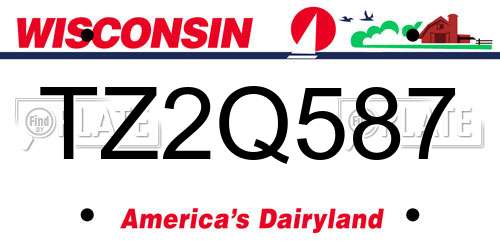 TZ2Q587 Wisconsin License Plate
