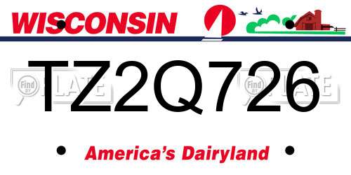 TZ2Q726 Wisconsin License Plate