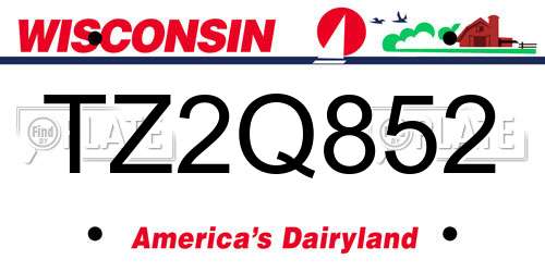 TZ2Q852 Wisconsin License Plate
