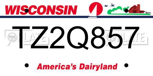 TZ2Q857 Wisconsin License Plate