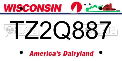 TZ2Q887 Wisconsin License Plate