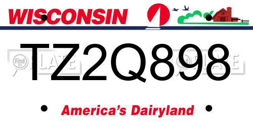 TZ2Q898 Wisconsin License Plate