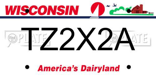 TZ2X2A Wisconsin License Plate