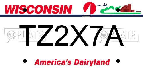 TZ2X7A Wisconsin License Plate