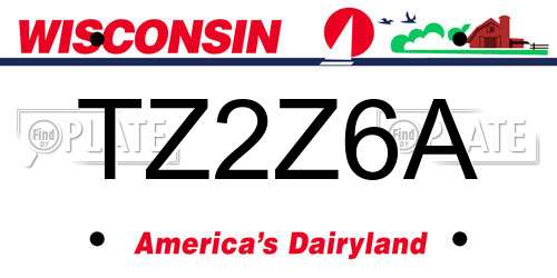 TZ2Z6A Wisconsin License Plate