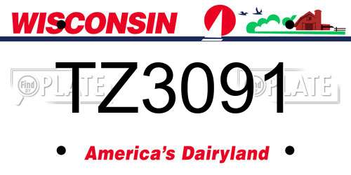 TZ3091 Wisconsin License Plate