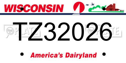TZ32026 Wisconsin License Plate