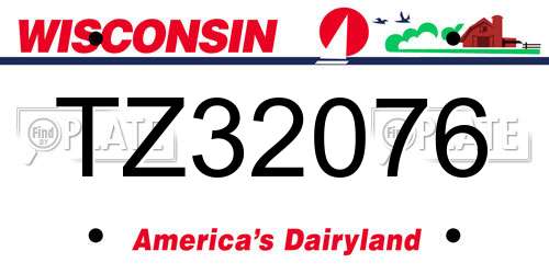 TZ32076 Wisconsin License Plate