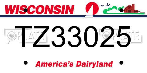 TZ33025 Wisconsin License Plate