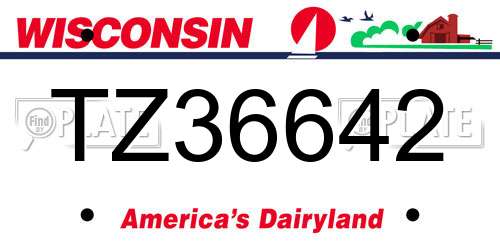 TZ36642 Wisconsin License Plate