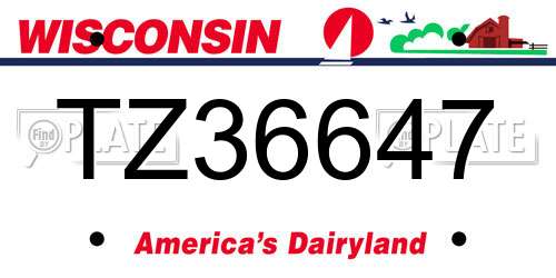 TZ36647 Wisconsin License Plate