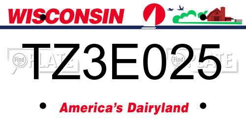 TZ3E025 Wisconsin License Plate