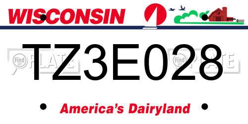TZ3E028 Wisconsin License Plate