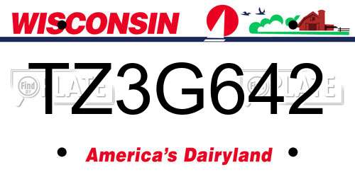 TZ3G642 Wisconsin License Plate