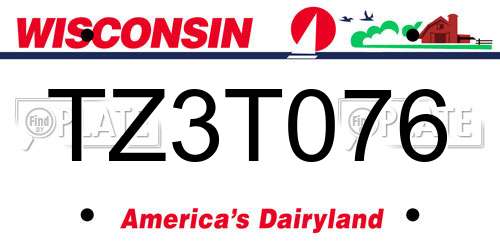 TZ3T076 Wisconsin License Plate