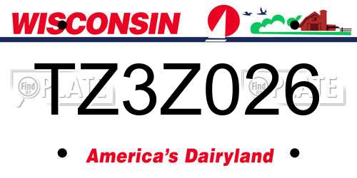 TZ3Z026 Wisconsin License Plate