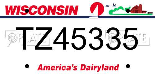 TZ45335 Wisconsin License Plate