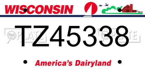 TZ45338 Wisconsin License Plate