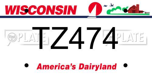 TZ474 Wisconsin License Plate