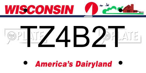 TZ4B2T Wisconsin License Plate