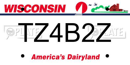 TZ4B2Z Wisconsin License Plate