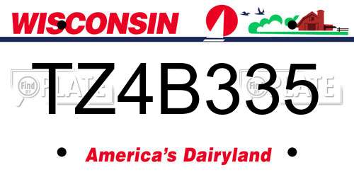 TZ4B335 Wisconsin License Plate