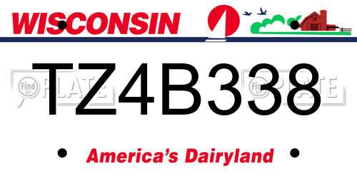TZ4B338 Wisconsin License Plate