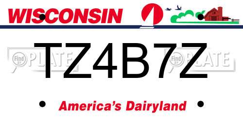 TZ4B7Z Wisconsin License Plate