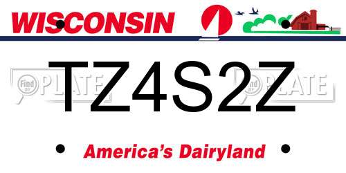 TZ4S2Z Wisconsin License Plate