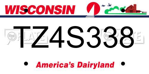 TZ4S338 Wisconsin License Plate