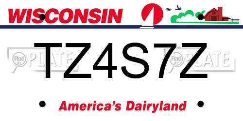 TZ4S7Z Wisconsin License Plate