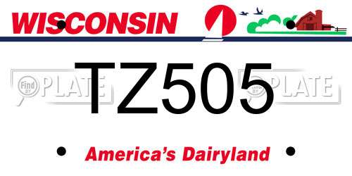 TZ505 Wisconsin License Plate