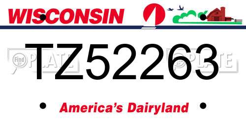 TZ52263 Wisconsin License Plate
