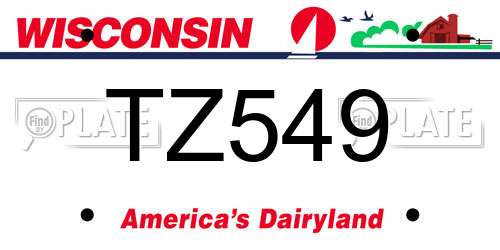 TZ549 Wisconsin License Plate