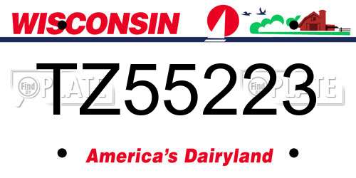 TZ55223 Wisconsin License Plate