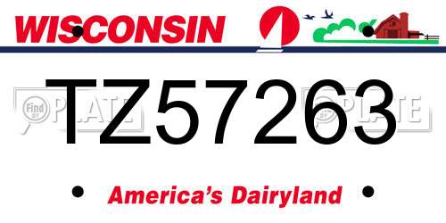 TZ57263 Wisconsin License Plate