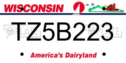 TZ5B223 Wisconsin License Plate