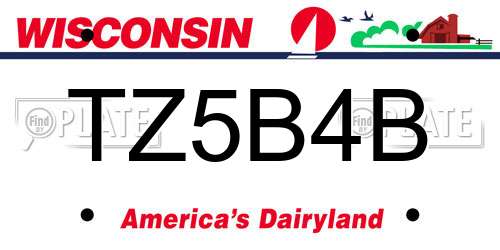 TZ5B4B Wisconsin License Plate